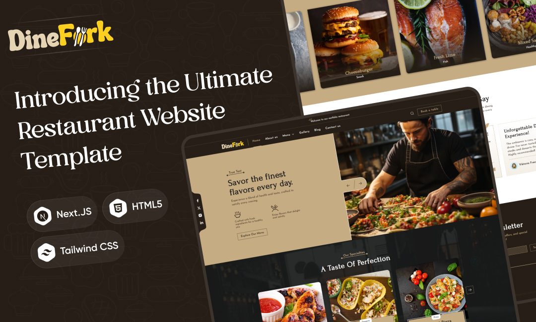 DineFork - Restaurant Website Template for Menus & Reservations