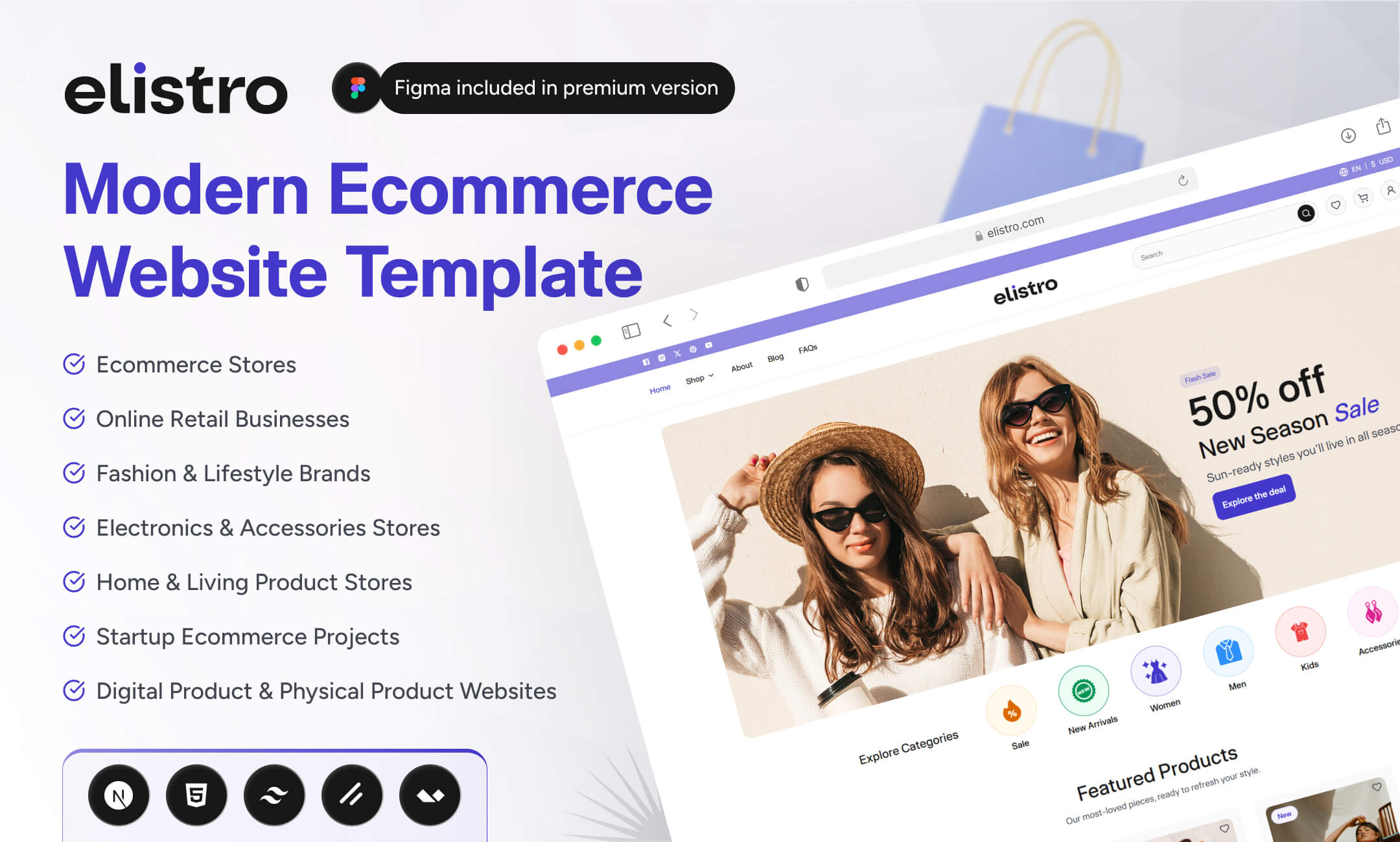 Elistro website template slide 1