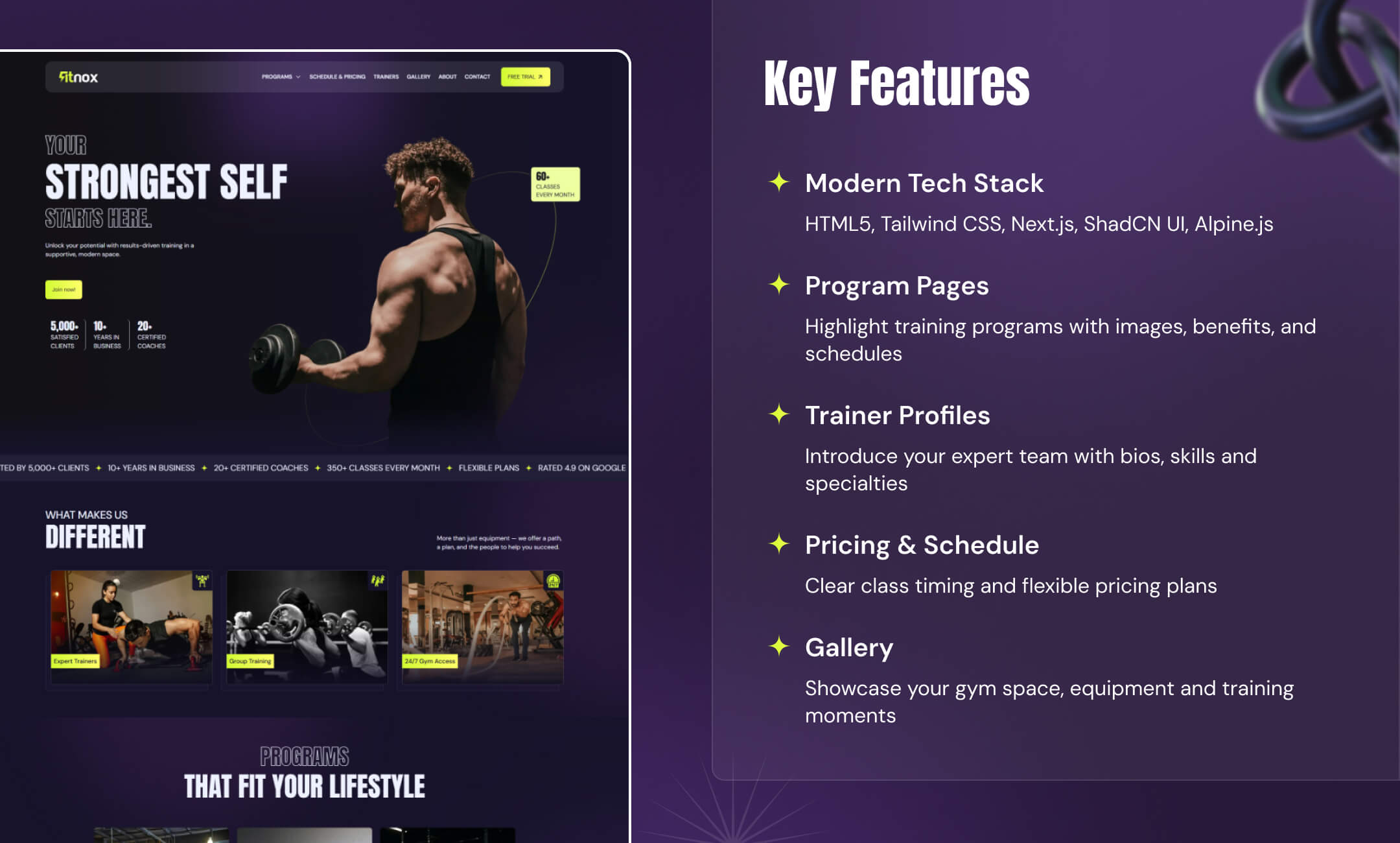 Fitnox website template slide 5