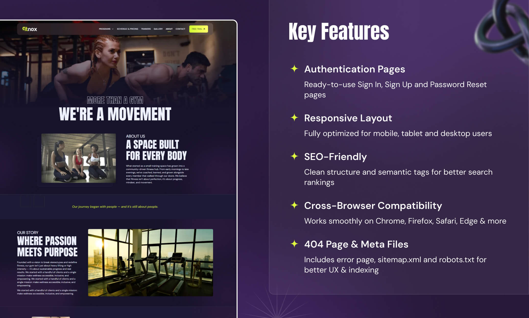 Fitnox website template slide 6