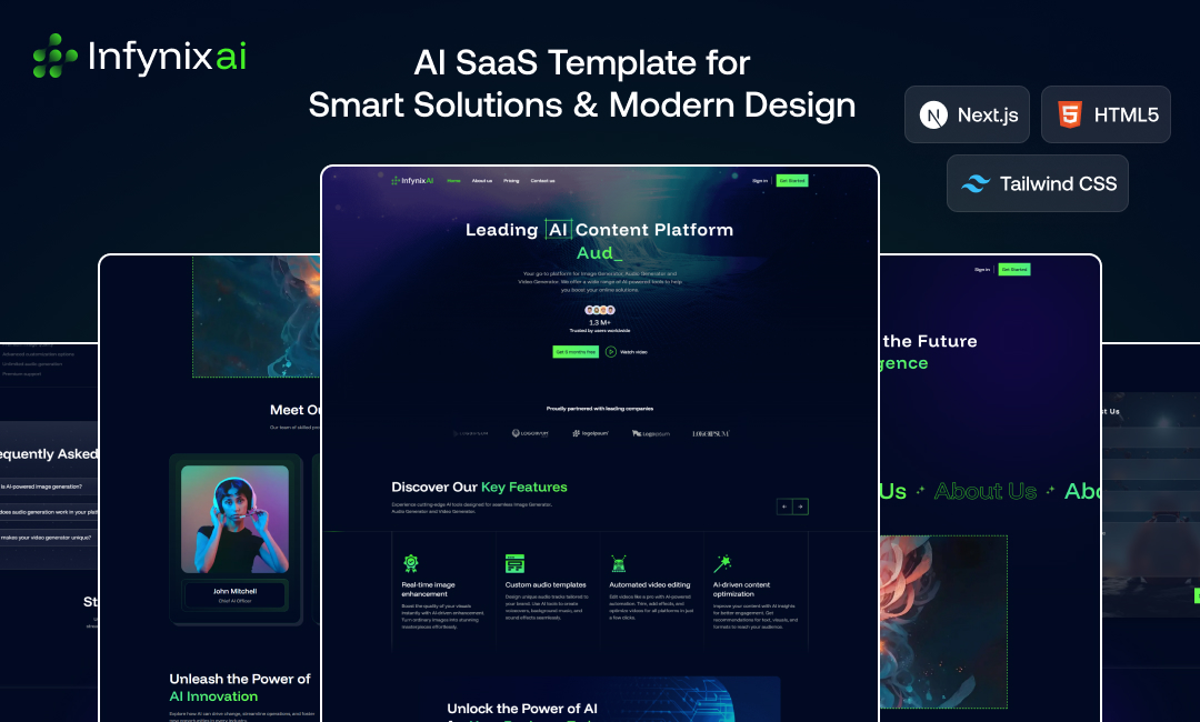 InfynixAI: Landing Page Template for AI & ML SaaS and Products