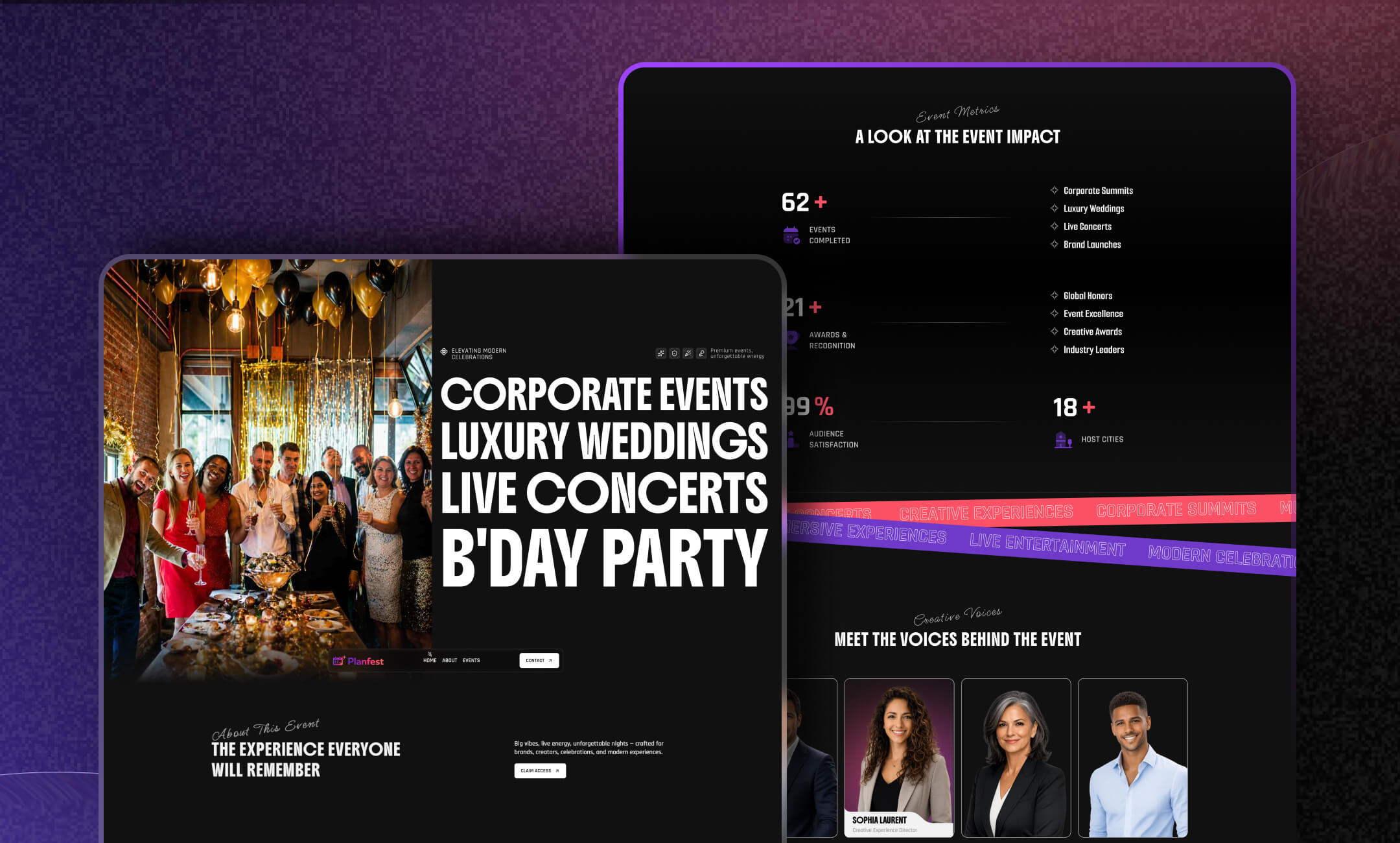 Planfest website template slide 2