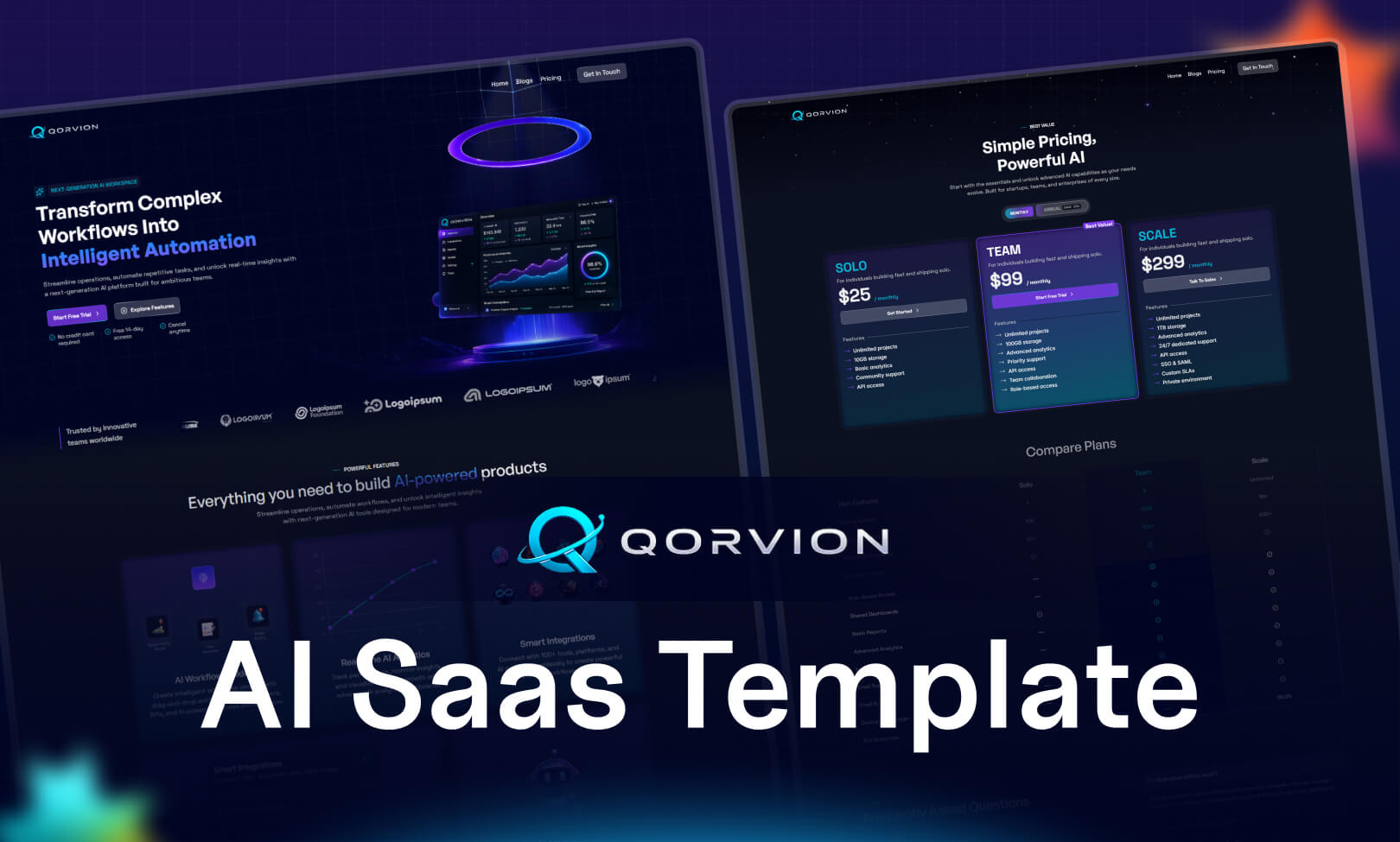 Qorvion website template slide 1