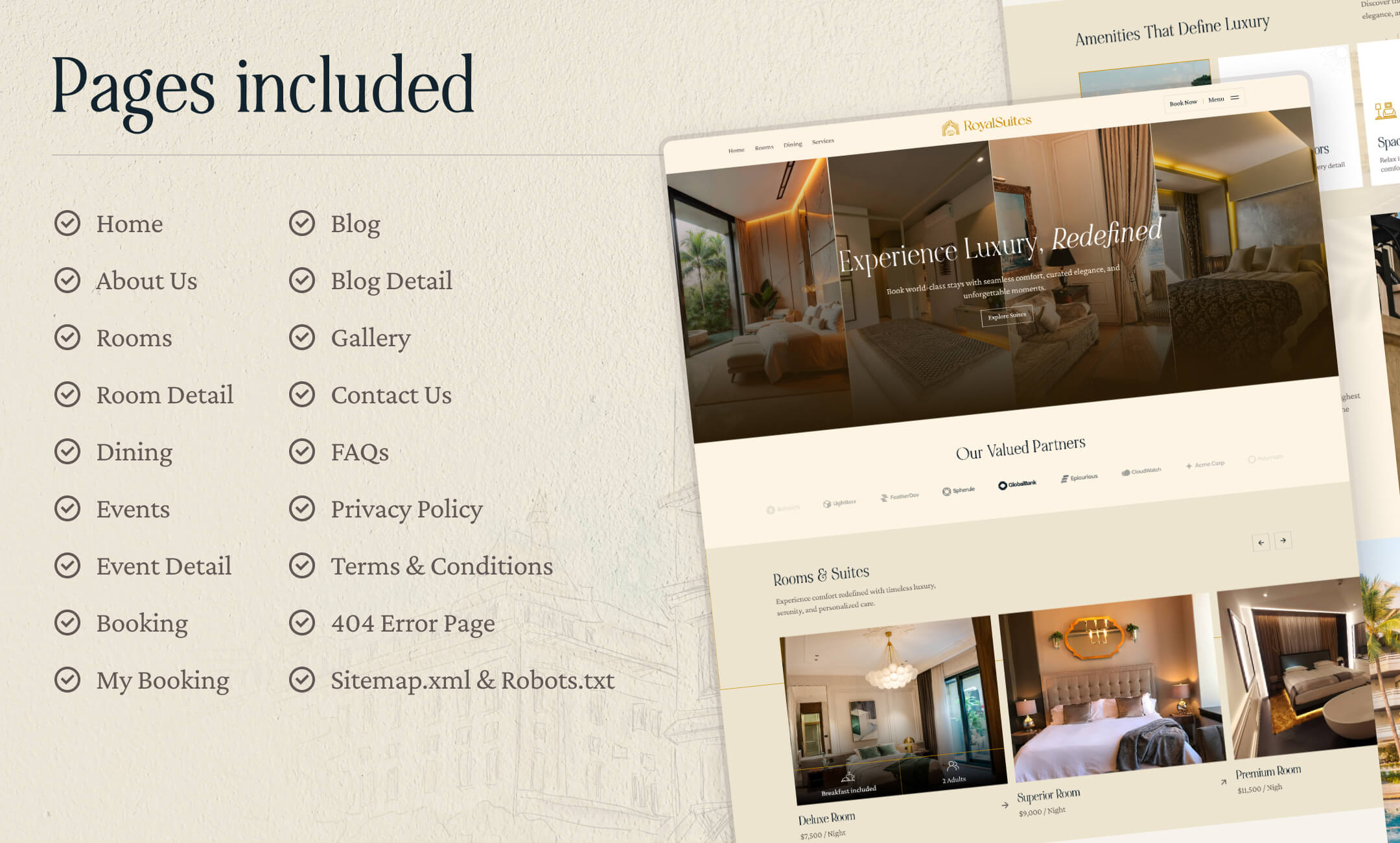 RoyalSuites website template slide 3