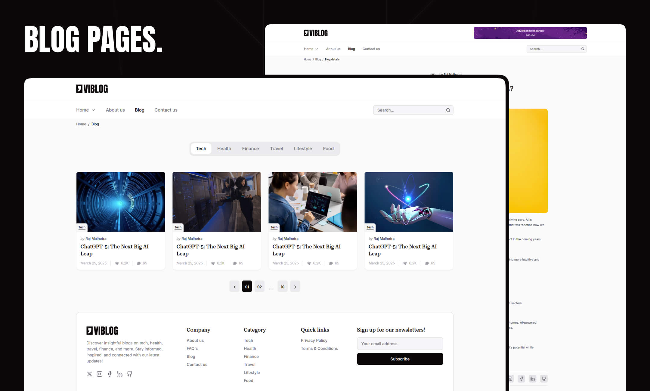 Viblog website template slide 4